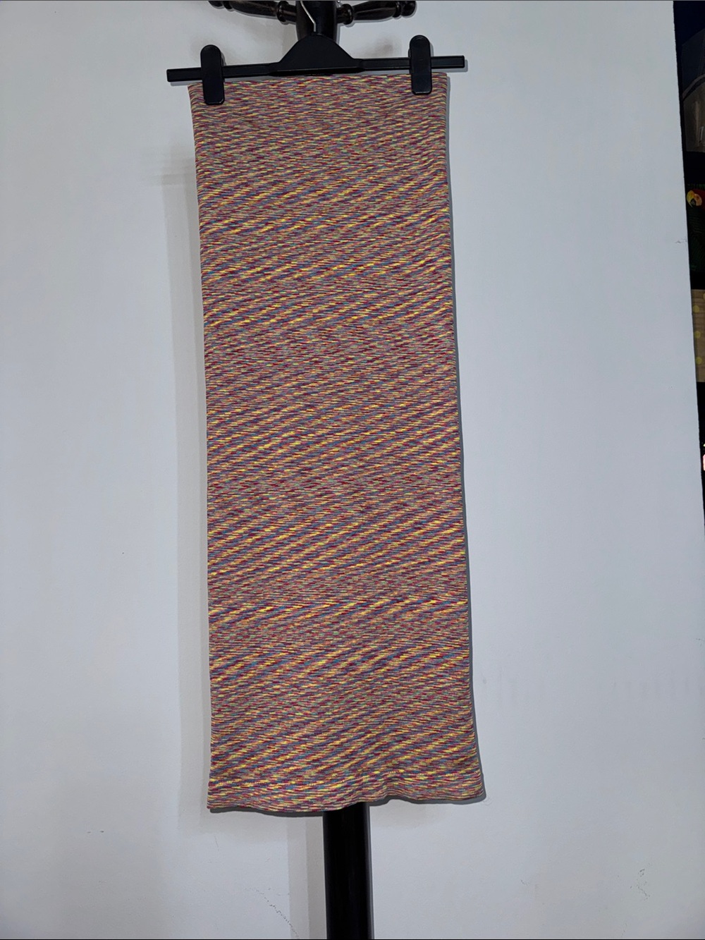 Multicolor Ribbed Knit Midi Dress - Pink/Yellow/Purple 17.1T